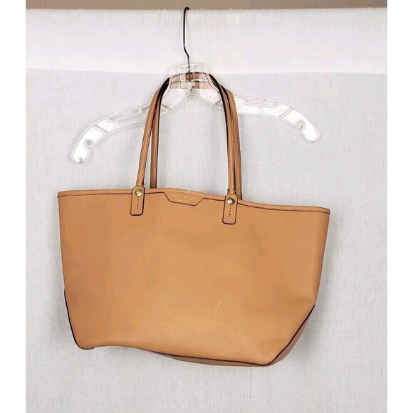 Henri Bendel Handbags - Henri Bendel Tote Handbag Double Handles Large Tan Saffiano Leather Classic Work